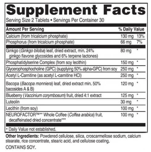 Advanced Memory Formula Supplement facts 2